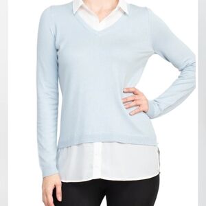 Ann Taylor Blue and White Layered Blouse